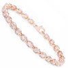 3.90 Ct Oval Pink Morganite Prong 14K Rose Gold Plated Silver Tennis Bracelet