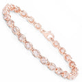 3.90 Ct Oval Pink Morganite Prong 14K Rose Gold Plated Silver Tennis Bracelet by Fine Color Jewels