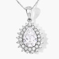 3.90 Ct Pear Shaped Lab Diamond Prong Platinum Bridal Floral Halo Teardrop Pendant by Fine Color Jewels