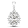 3.90 Ct Pear Shaped Lab Diamond Prong Platinum Bridal Floral Halo Teardrop Pendant