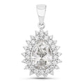 3.90 Ct Pear Shaped Lab Diamond Prong Platinum Bridal Floral Halo Teardrop Pendant by Fine Color Jewels