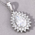 3.90 Ct Pear Shaped Lab Diamond Prong Platinum Bridal Floral Halo Teardrop Pendant by Fine Color Jewels