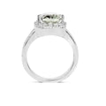 3.94 Ct Cushion Green Amethyst and White Topaz Prong Silver Halo Bold Ring by Fine Color Jewels