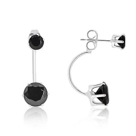 3 Carat Elegant Sterling Silver Black Round Elements Hanging Stud Earrings by DailySale