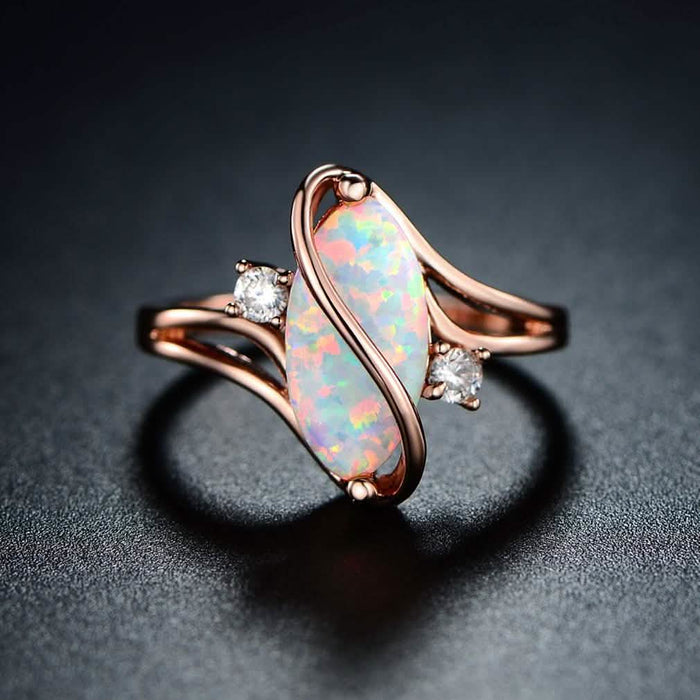 3 CTTW Fire Opal S Ring in 18K Rose Gold Plating - Size 9 by DailySale