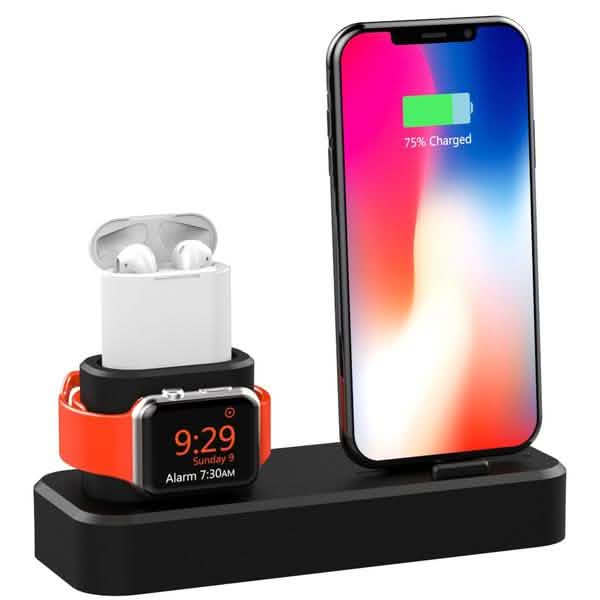 3-in-1 Charging Station Silicone for Apple Watch, Airpods, and iPhone by DailySale
