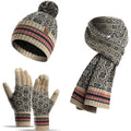3-in-1 Soft Warm Thick Cable Knitted Beanie Hat Scarf and Gloves Winter Set by DailySale