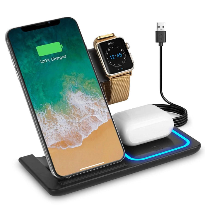 3-in-1 Wireless Fast Charging Station Dock Foldable by DailySale
