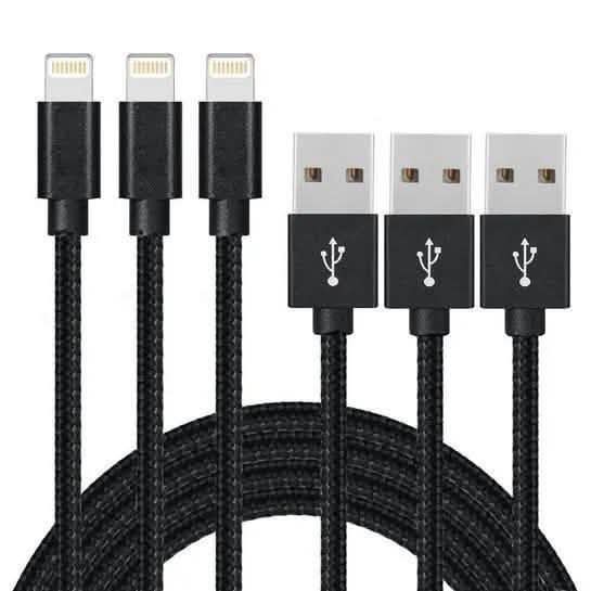 3-Pack: 10 Foot Braided Lightning Cables by DailySale