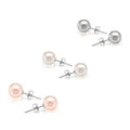 3-Pack: 18k White Gold Plated Pearl Studs by DailySale