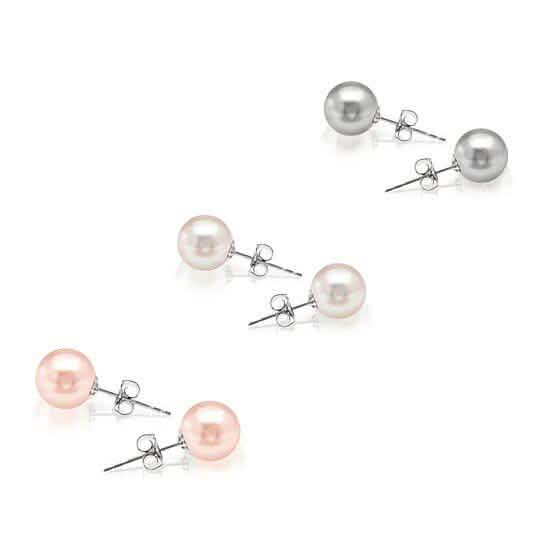 3-Pack: 18k White Gold Plated Pearl Studs by DailySale