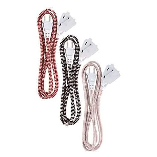 3-Pack: 6" Ativa Braided AC Extension Cord by DailySale