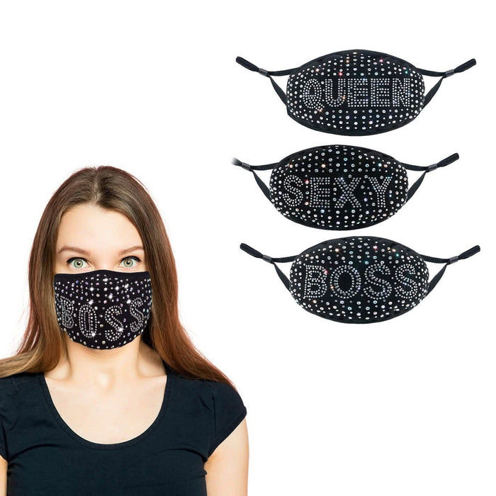 3-Pack: All the Blings Rhinestone Cotton Face Mask by DailySale