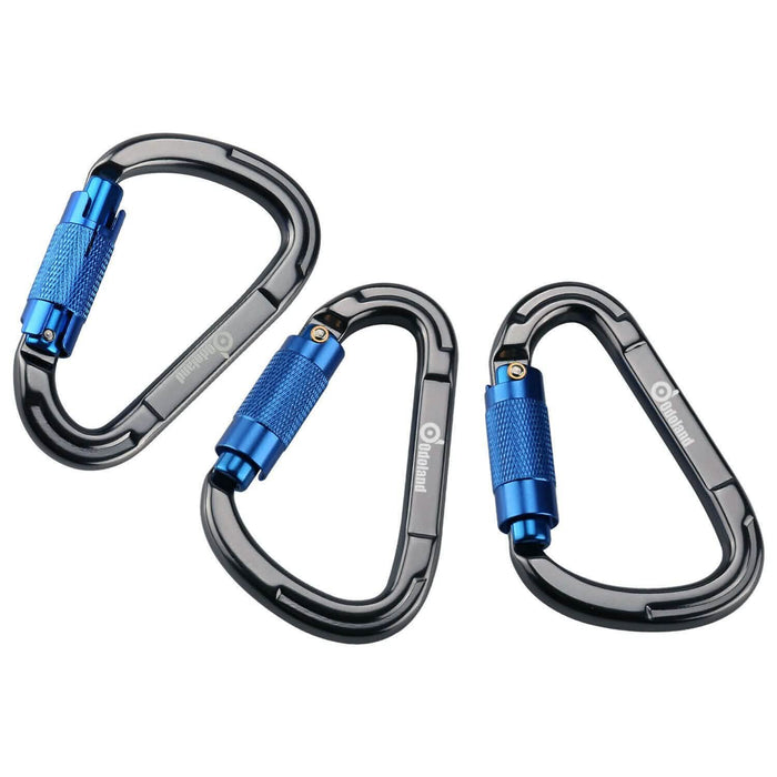 3-Pack: Auto Locking Rock Climbing Carabiner Clips Heavy Duty Caribeaners D-Shaped by DailySale