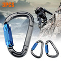 3-Pack: Auto Locking Rock Climbing Carabiner Clips Heavy Duty Caribeaners D-Shaped by DailySale