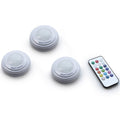 3-Pack: Bright Basics Color Changing Wireless LED Puck Lights w/ Remote Control by DailySale