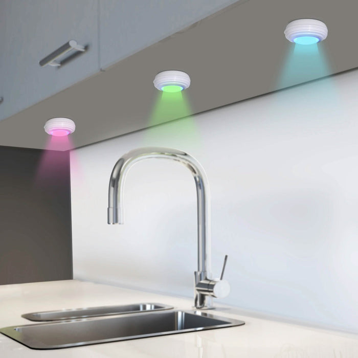 3-Pack: Bright Basics Color Changing Wireless LED Puck Lights w/ Remote Control by DailySale