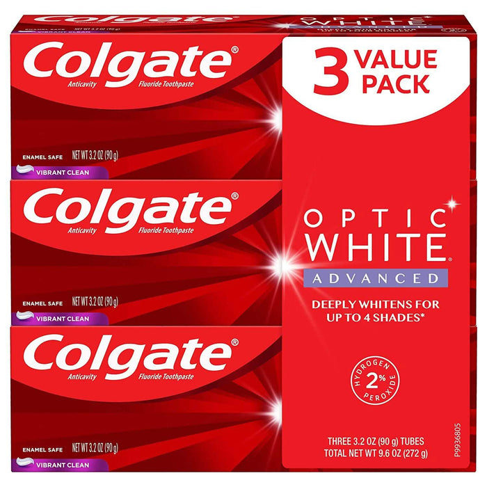 3-Pack: Colgate Optic White Advanced Teeth Whitening Toothpaste by DailySale