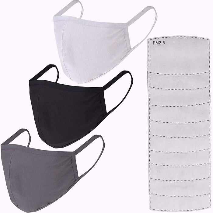 3-Pack: Cotton Reusable Face Masks with 10 Filters by DailySale