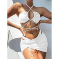 3-Pack: Criss Cross Halter Bikini Swimsuit & Beach Skirt by DailySale