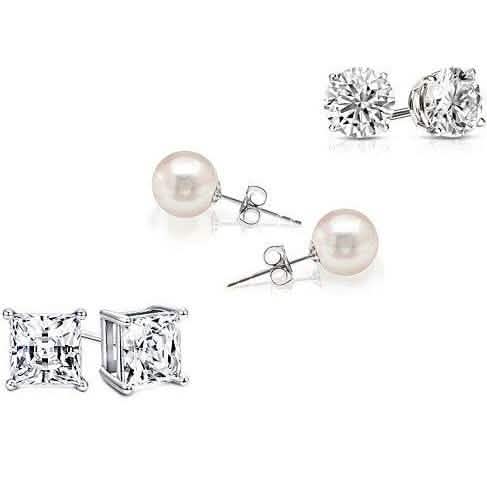 3-Pack: Crystal and Pearl Studs Earring Set by DailySale