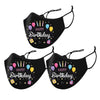 3-Pack: Happy Birthday Double Layered Reusable Face Mask With Adjustable Earloops