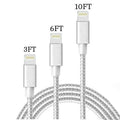 3-Pack: Heavy Duty Braided iPhone Lightning USB Cable - White by DailySale
