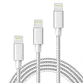 3-Pack: Heavy Duty Braided iPhone Lightning USB Cable - White by DailySale