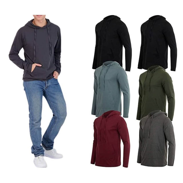 3-Pack: Men's Cotton Lightweight Pullover Hoodie with Kangaroo Pocket by DailySale