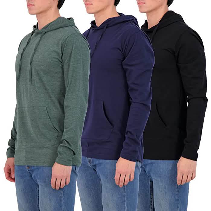 3-Pack: Men's Cotton Lightweight Pullover Hoodies With Pocket by DailySale