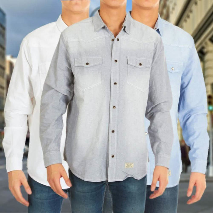3-Pack: Men's Denim Button Front Shirts - Assorted Sizes by DailySale