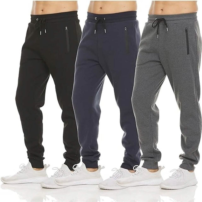 3-Pack: Men's Fleece Active Joggers with Zipper Pockets by DailySale