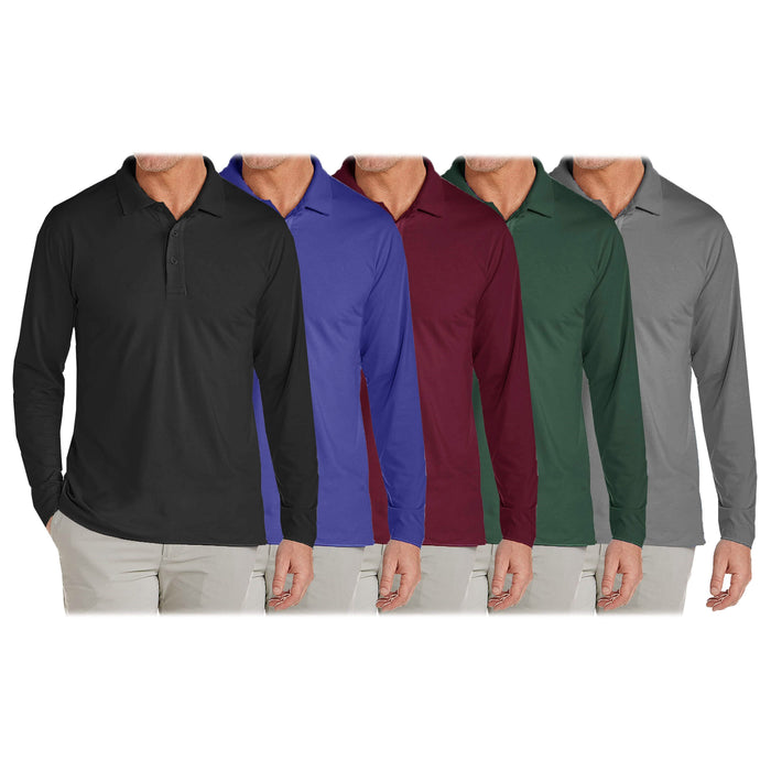 3-Pack: Men's Long Sleeve Pique Polo Shirts by DailySale