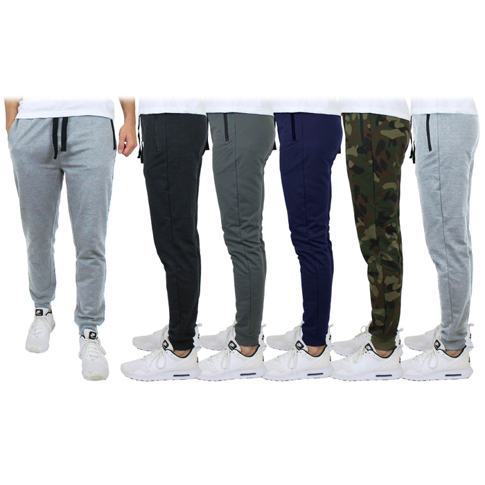 3-Pack: Men's Slim Fitting French Terry Jogger Lounge Pants with Zipper Pockets by DailySale
