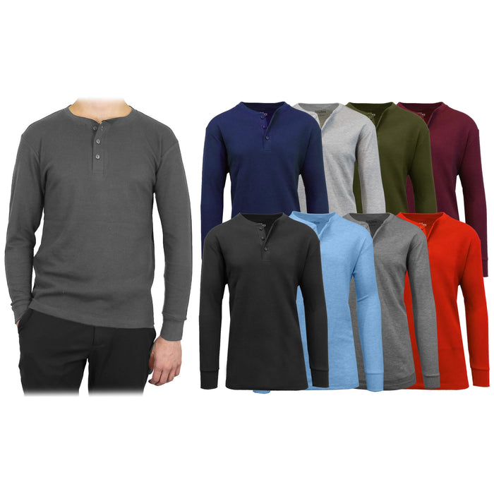 3-Pack: Men's Waffle-Knit Thermal Henley Tees by DailySale