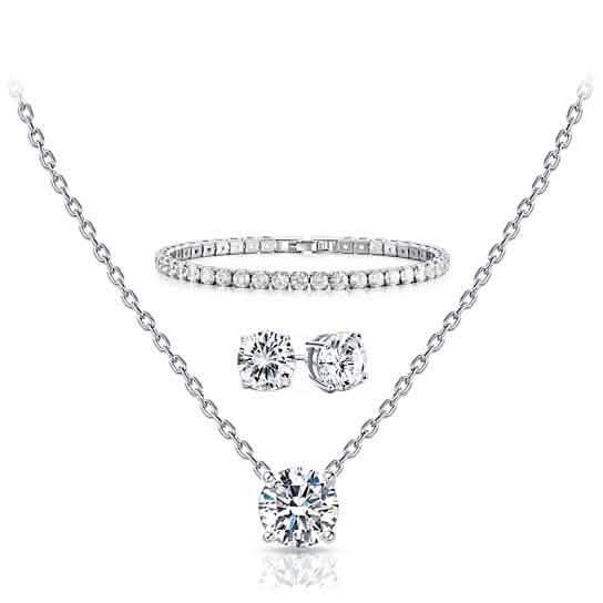 3-Pack: Round Cut Pendant With Round Cut Bracelet And Studs Set by DailySale