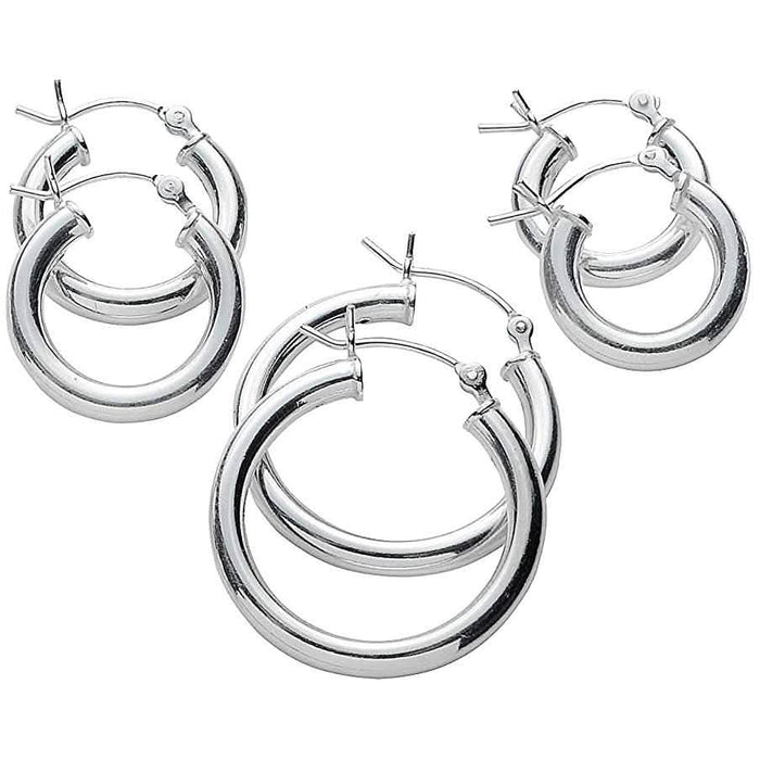 3-Pack: Sterling Silver Hoop Earrings by DailySale