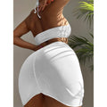 3-Pack: Textured Ring Linked Halter Bikini Swimsuit & Beach Skirt by DailySale