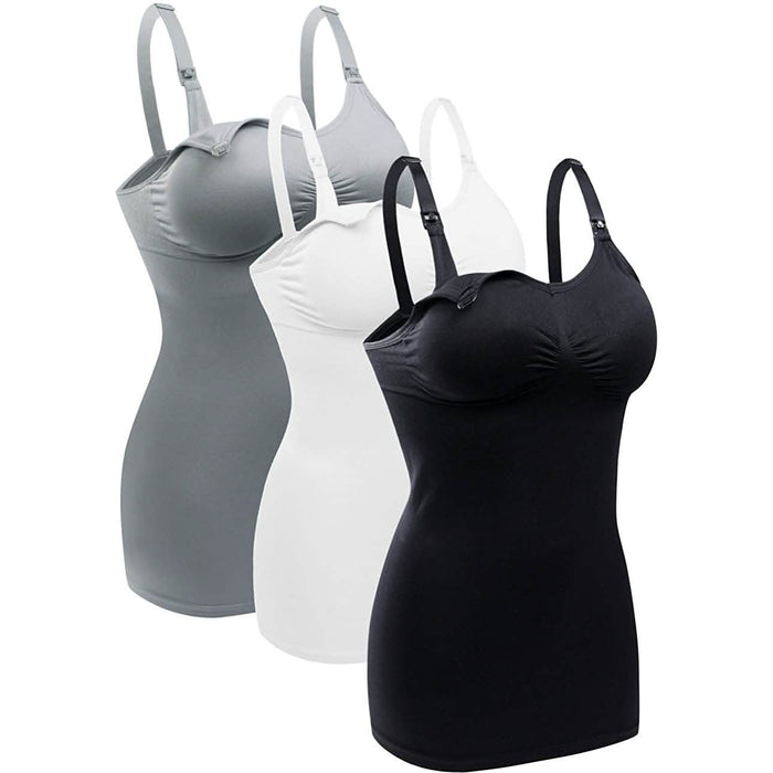 3-Pack: Womens Nursing Tank Tops Built in Bra for Breastfeeding by DailySale