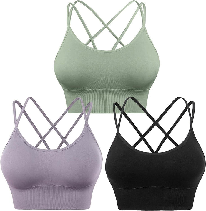 3-Pack: Women's Padded Spaghetti Strap Crisscross Bra by DailySale