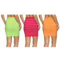 3-Pack: Women's Striped Seamless Microfiber Slim Nylon Pull-On Closure Mini Skirts by DailySale