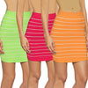 3-Pack: Women's Striped Seamless Microfiber Slim Nylon Pull-On Closure Mini Skirts
