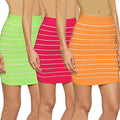 3-Pack: Women's Striped Seamless Microfiber Slim Nylon Pull-On Closure Mini Skirts by DailySale