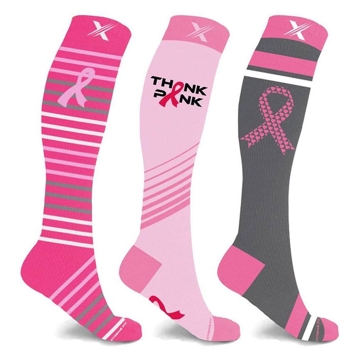 3-Pair: Breast Cancer Awareness Knee High Compression Socks by DailySale