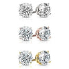 3-Pair: Gold Plated Round Cut Crystal Studs