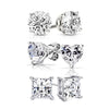 3-Pair Set: 4.00 Cttw Sterling Silver Swarovski Elements Crystal Studs