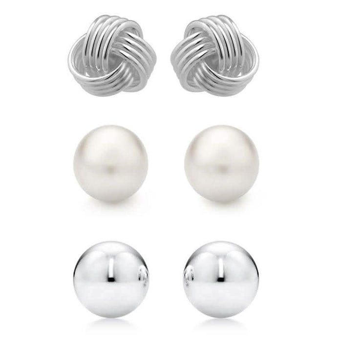 3-Pair Set: Sterling Silver Trio Stud Earring Set by DailySale