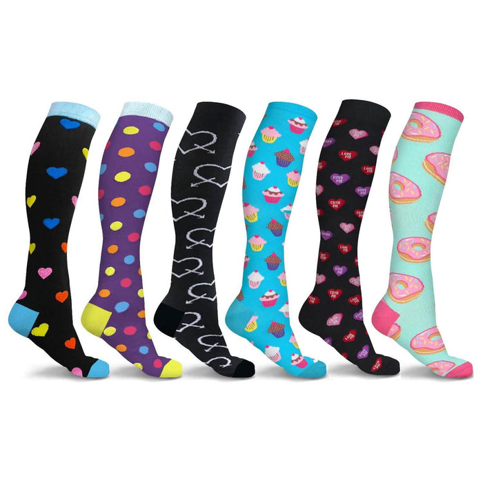 3-Pairs: DCF Unisex Fun and Patterned Knee-High Compression Socks by DailySale