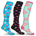3-Pairs: DCF Unisex Fun and Patterned Knee-High Compression Socks by DailySale