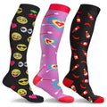 3-Pairs: DCF Unisex Fun and Patterned Knee-High Compression Socks by DailySale